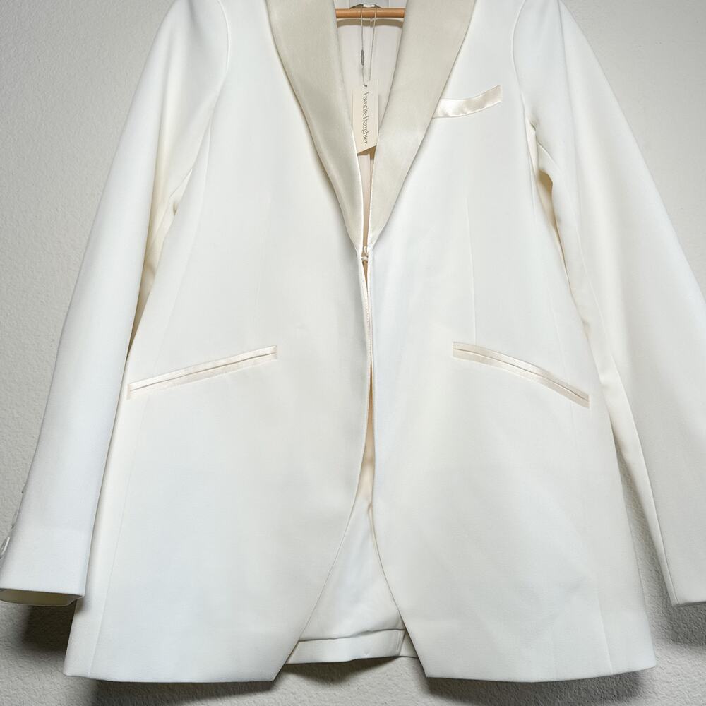 NWT Favorite Daughter The Suiting Blazer Ivory Size XS Satin Lapel SP24 $398 - Picture 13 of 17